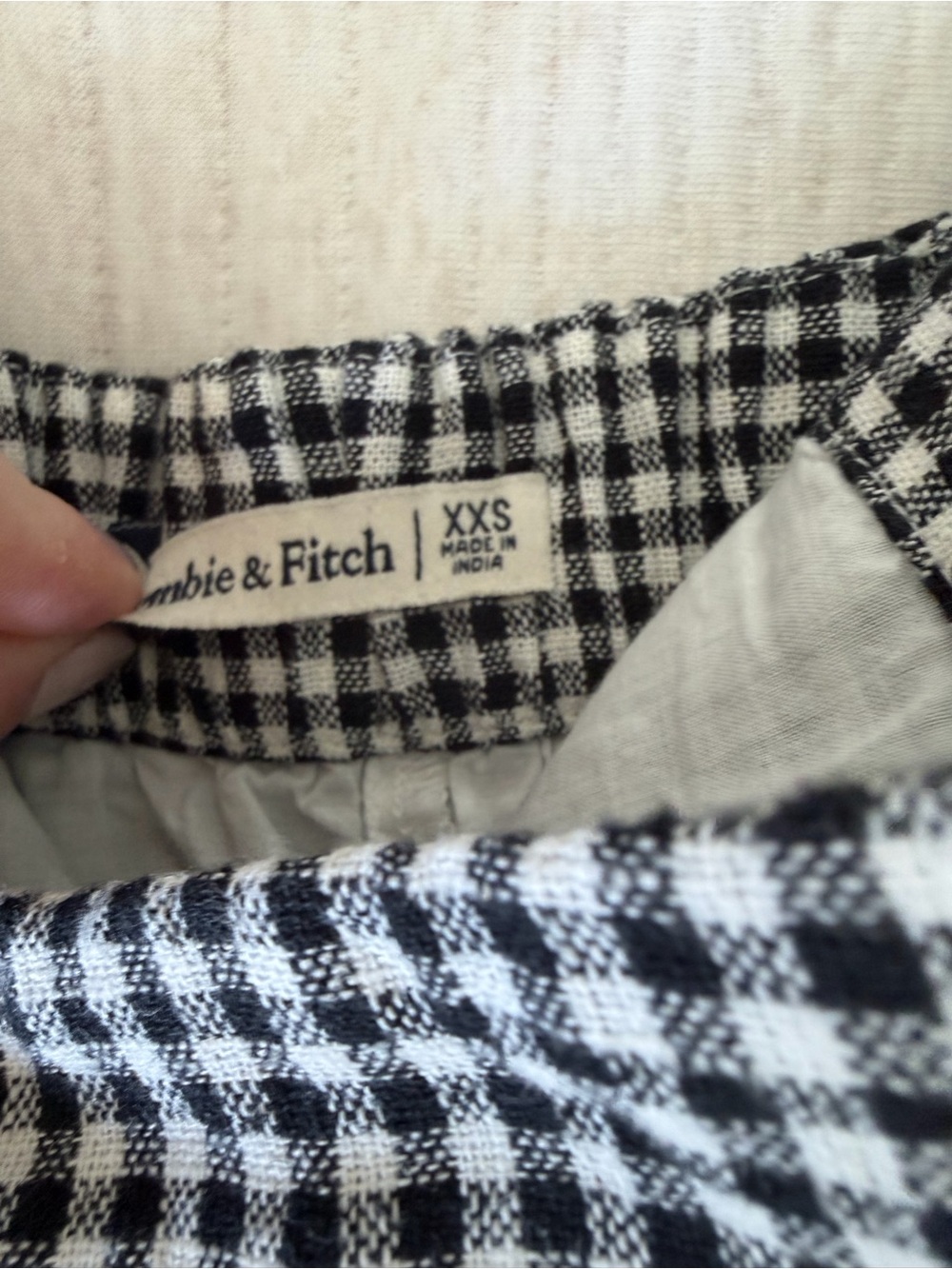 Abercrombie & Fitch Gingham Spaghetti Strap Mini Dress - Black & White XXS - Picture 4 of 5